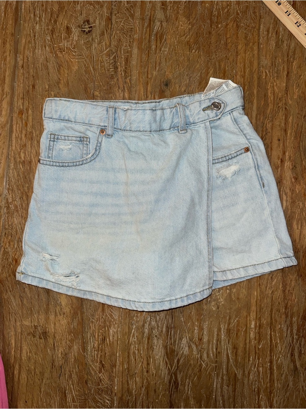 Zara Light Blue Denim Wrap-Style Kids Skort